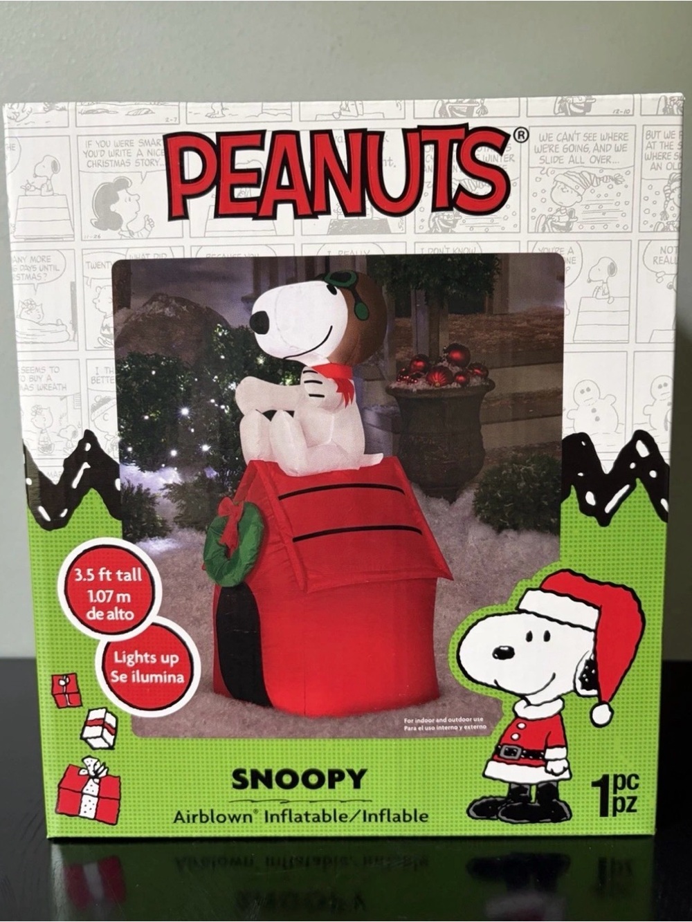 PEANUTS SNOOPY Dog House 19373 3.5’ Lighted Christmas Inflatable Lawn Decoration